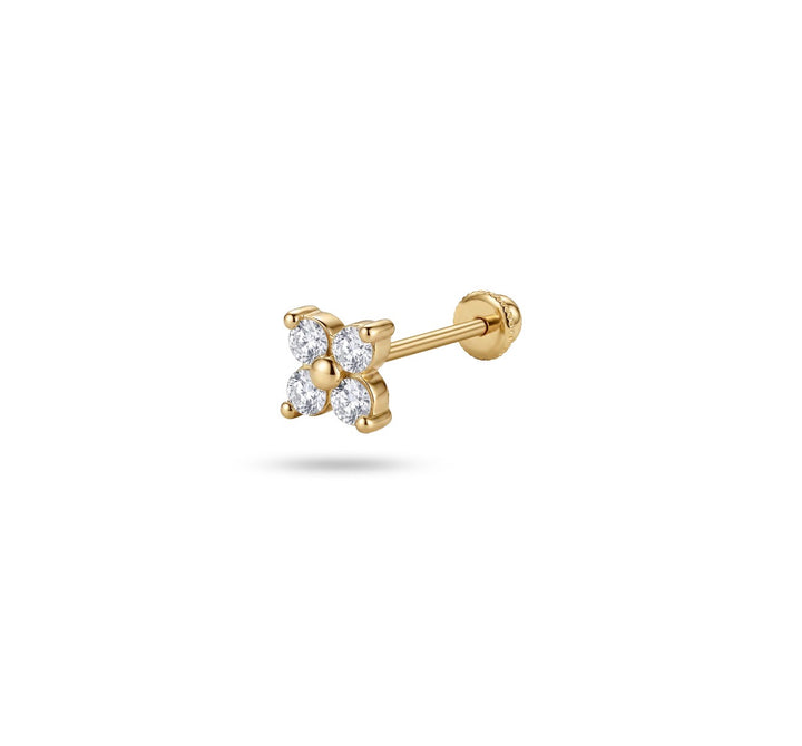 Iris clover gold ear piercing