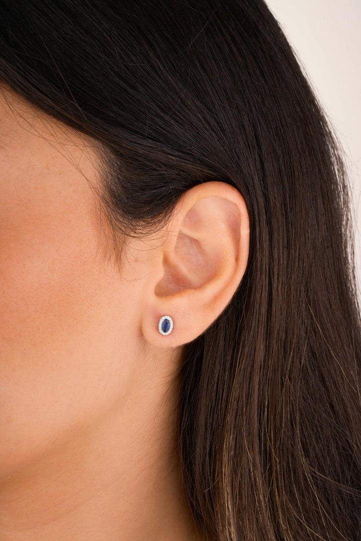 Diana Oval Diamond Earring - Sapphire