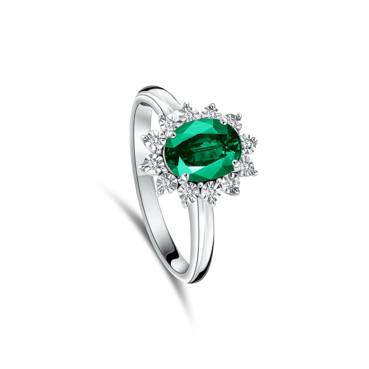 Diana Flower Diamond Ring - Emerald
