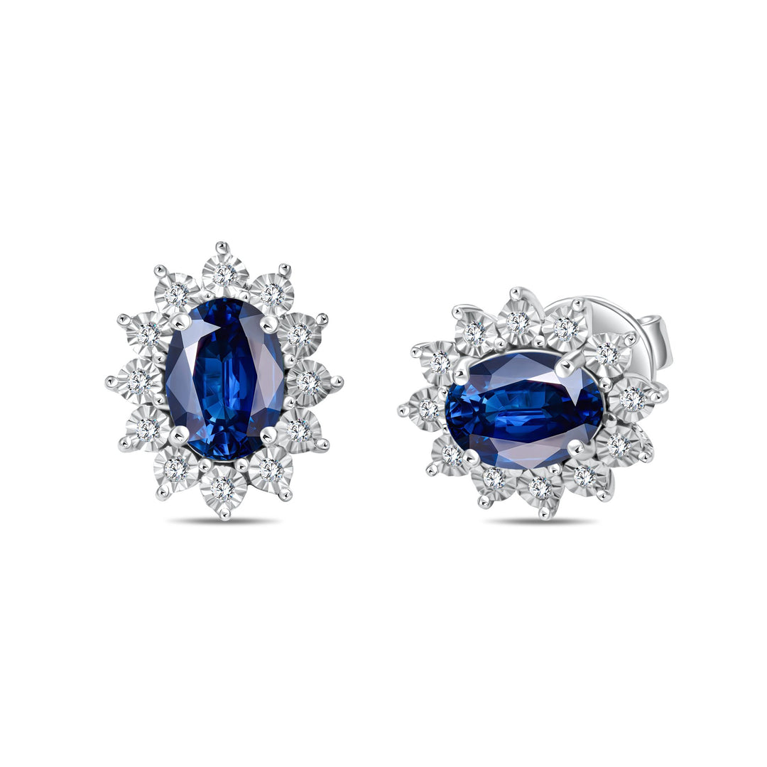 Diana Flower Diamond Earring - Sapphire