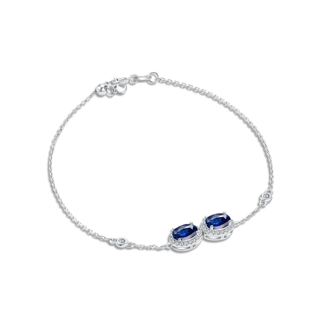 Diana Oval Double Diamond Bracelet - Sapphire