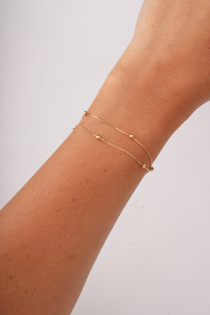 Iris Double Beads Gold Bracelet