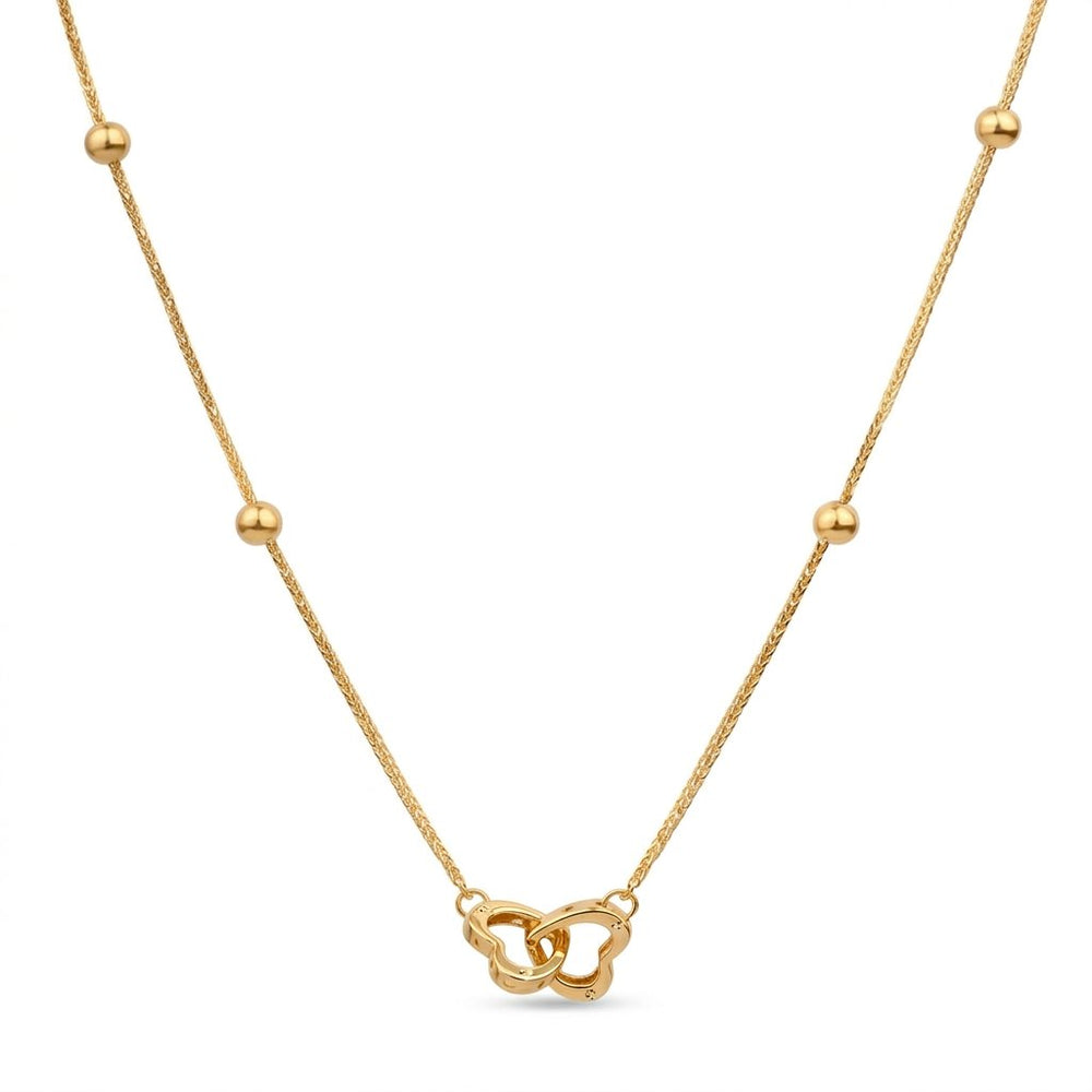 Iris Double Heart OverLoobing Gold Necklace