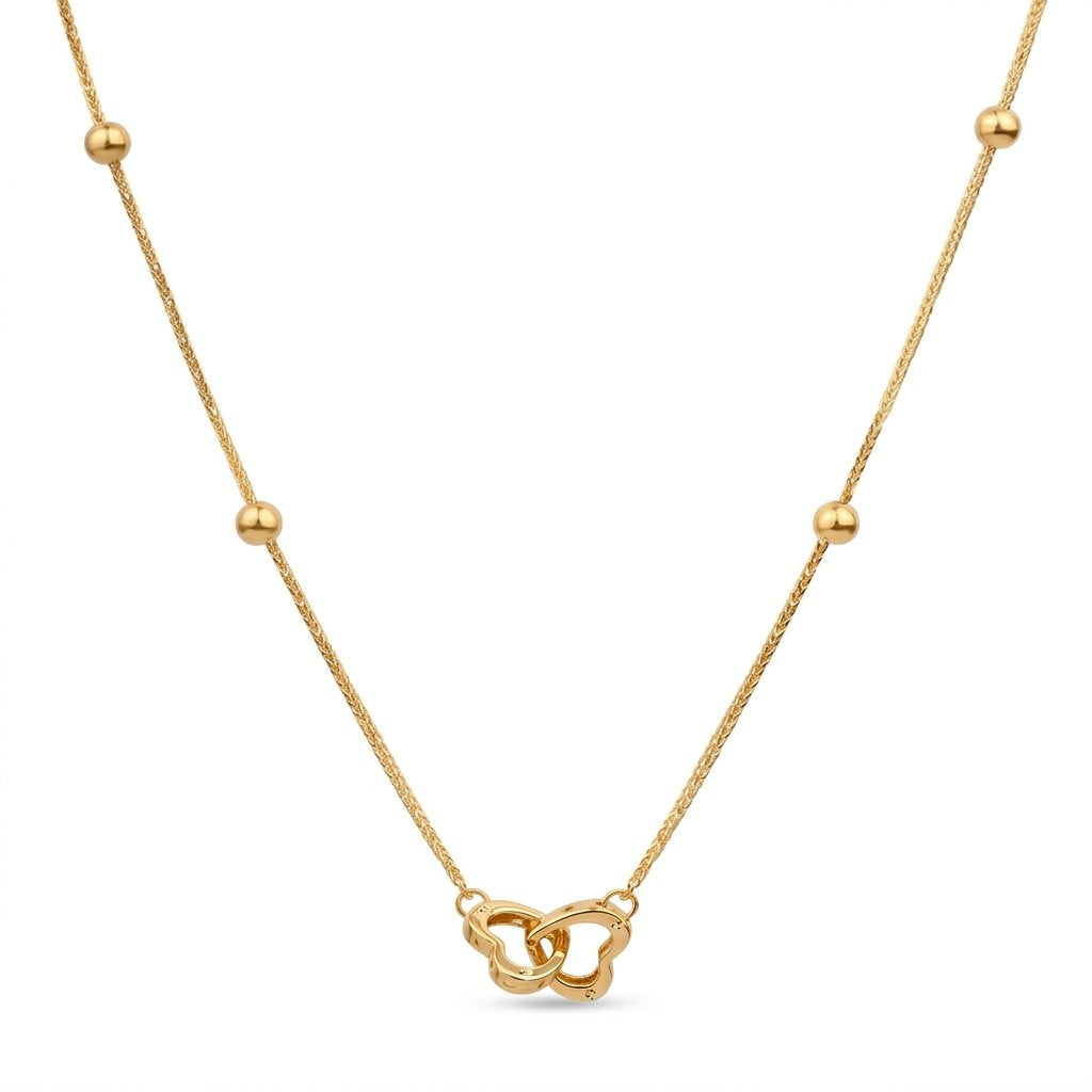Iris Double Heart OverLoobing Gold Necklace