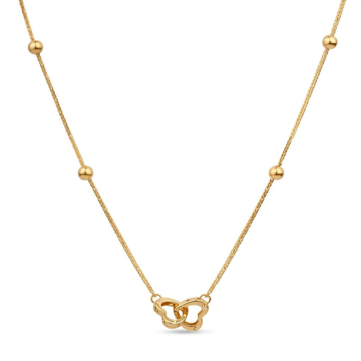 Iris Double Heart OverLoobing Gold Necklace