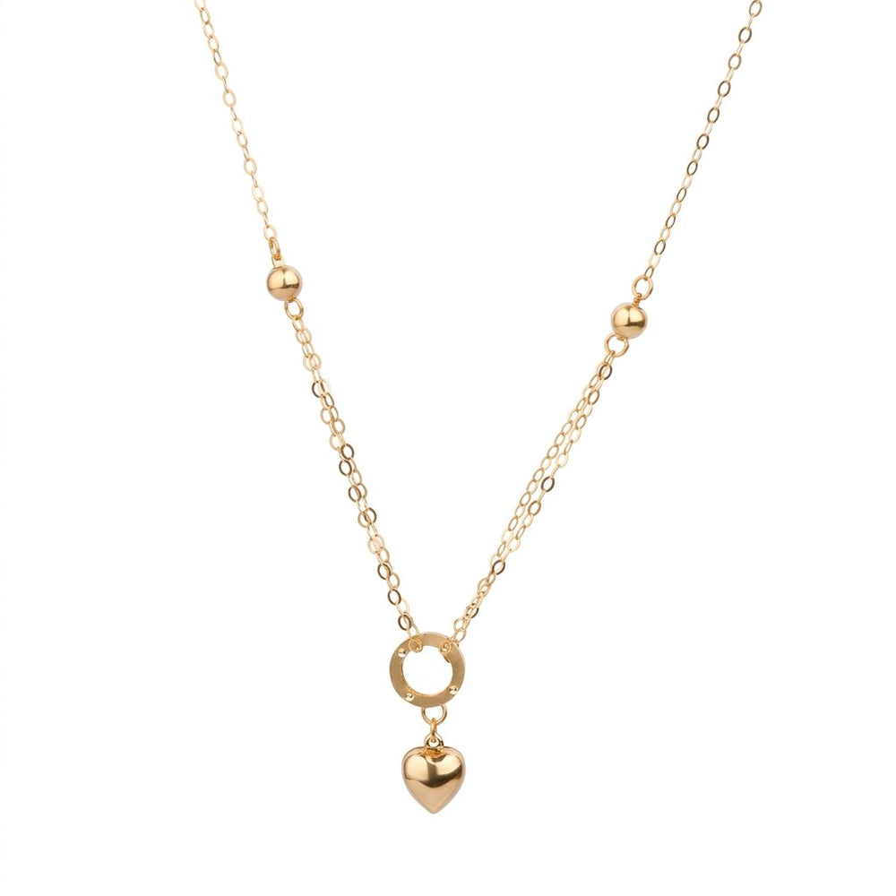 Iris Circle Heart Gold Necklace