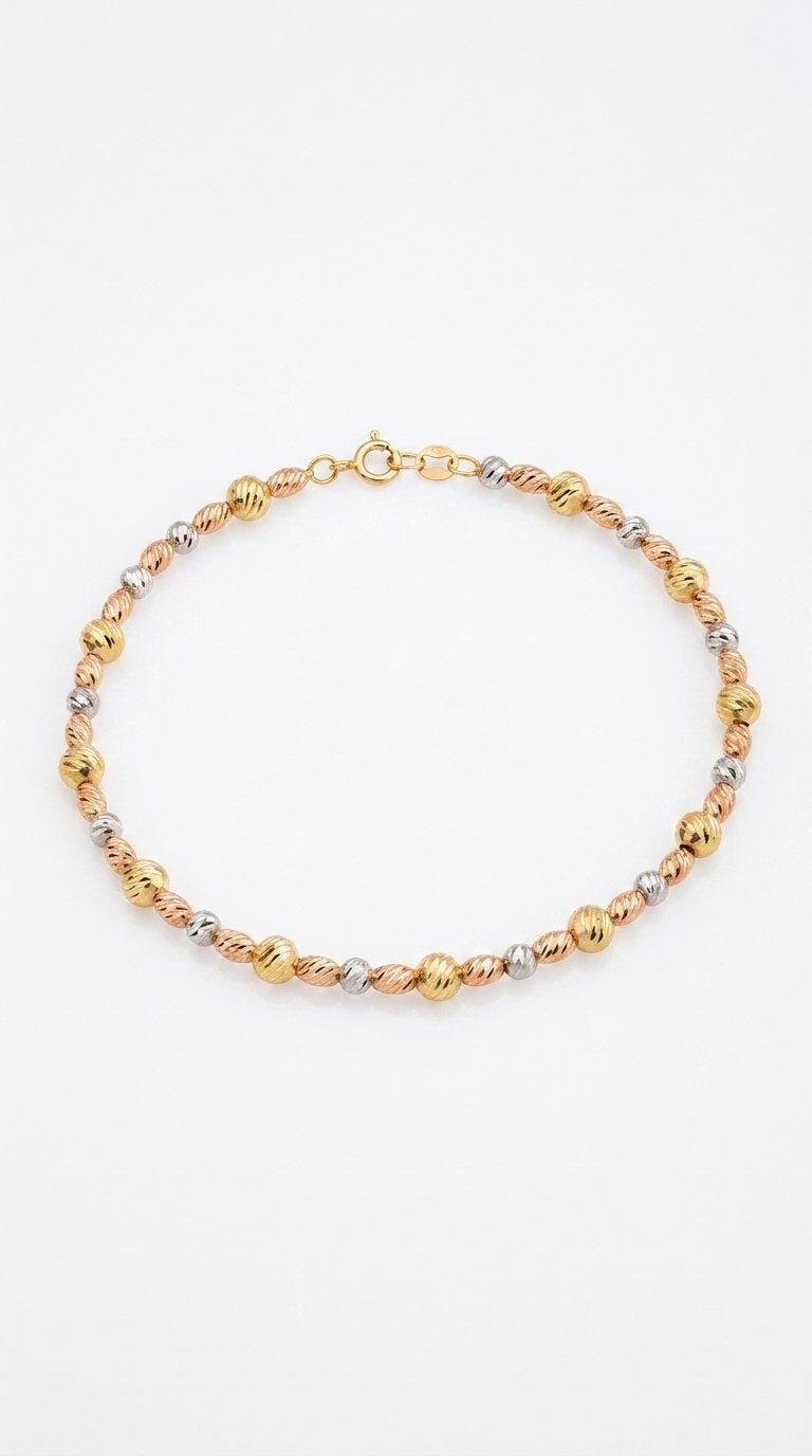Iris Oval Beads Gold Bangle