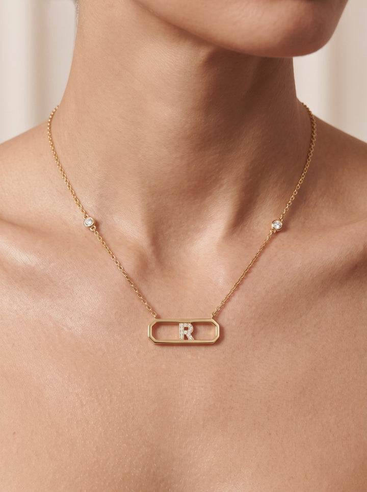 Letter R Diamond Necklace