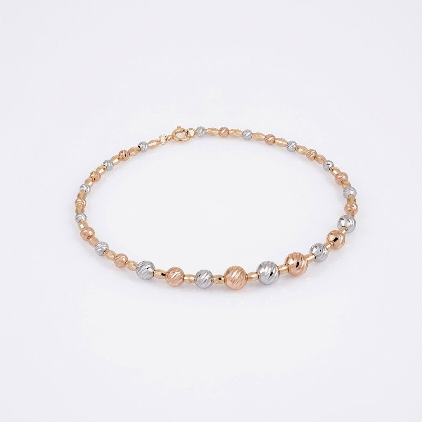 Iris Mix Beads Gold Bangle