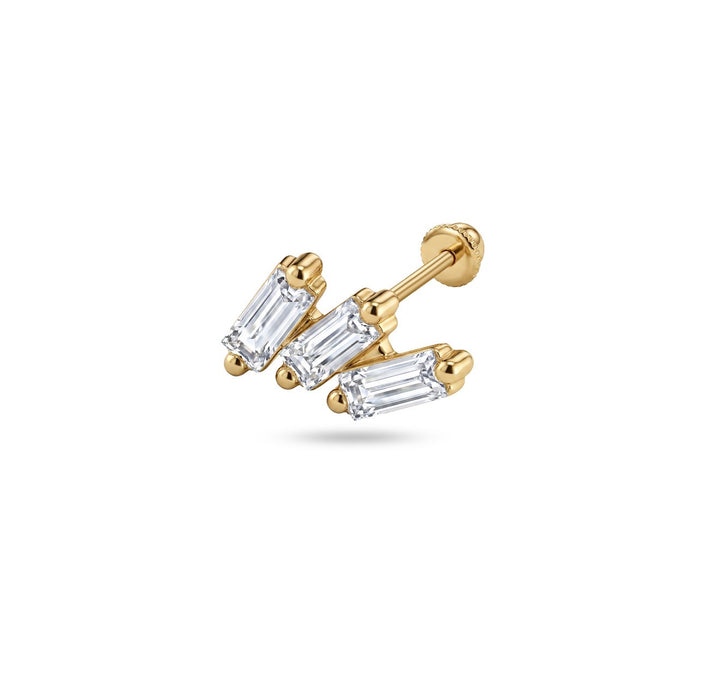 Iris triple rectangles gold ear piercing