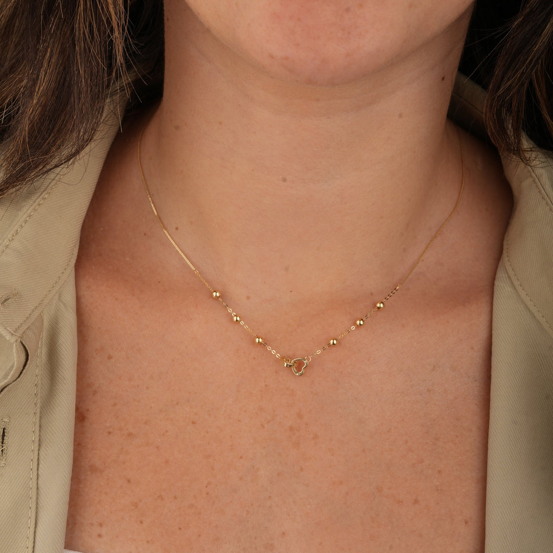 Iris Double Heart Gold Necklace