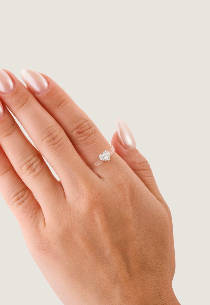 Floats heart diamond ring