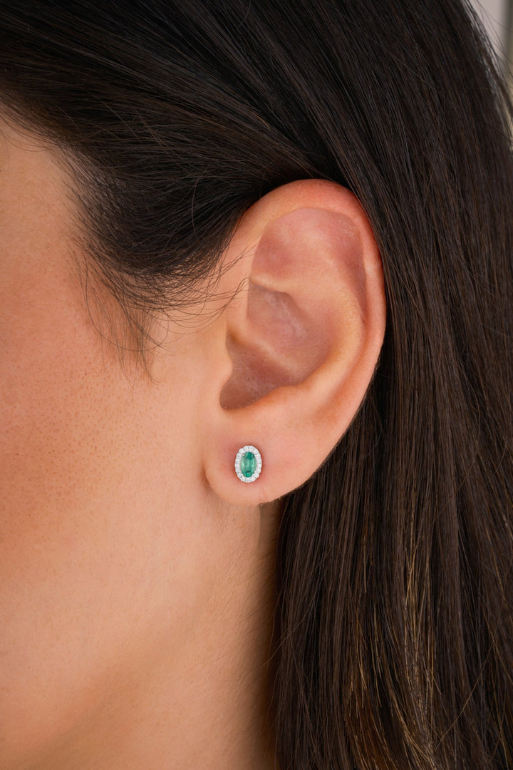 Diana Oval Diamond Earring - Emerald