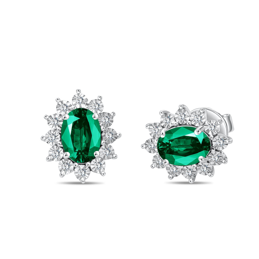 Diana Flower Diamond Earring - Emerald