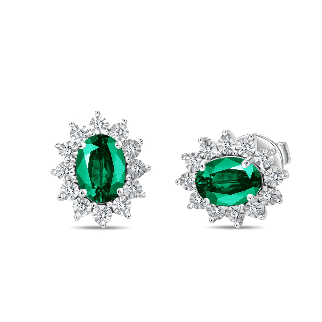 Diana Flower Diamond Earring - Emerald