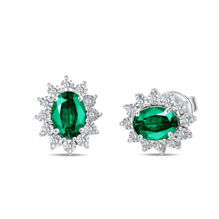 Diana Flower Diamond Earring - Emerald