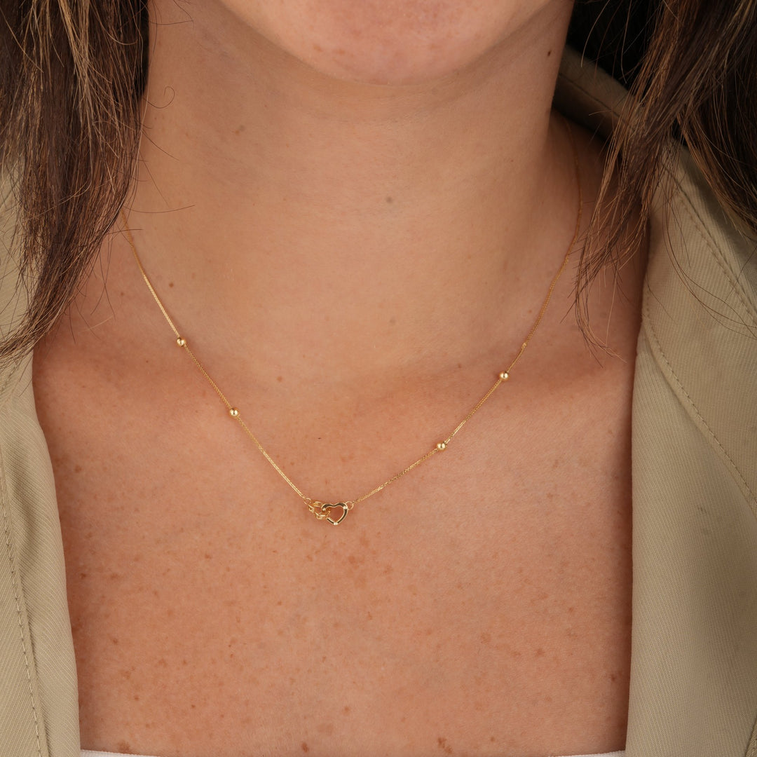 Iris Double Heart OverLoobing Gold Necklace