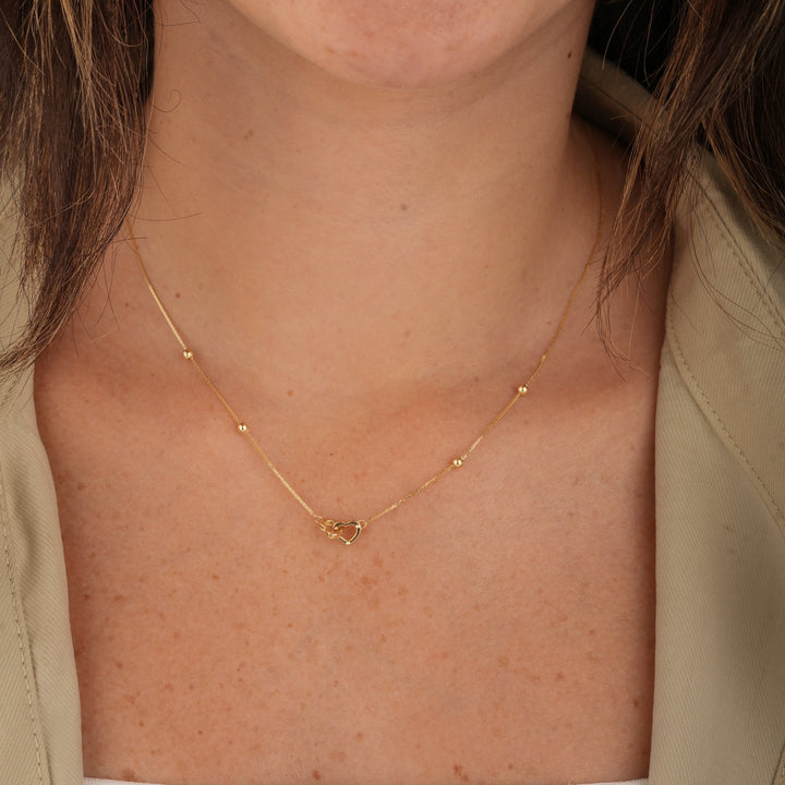 Iris Double Heart OverLoobing Gold Necklace