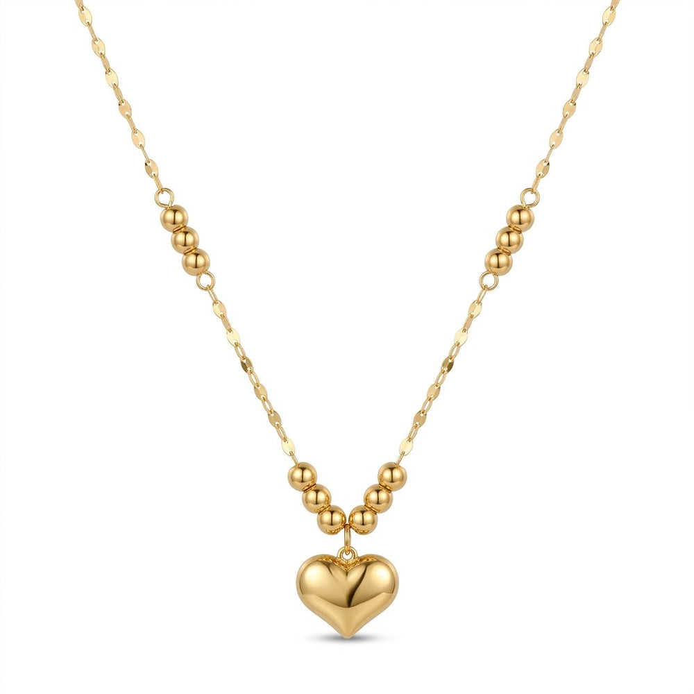 Iris Heart Beads Gold Necklace