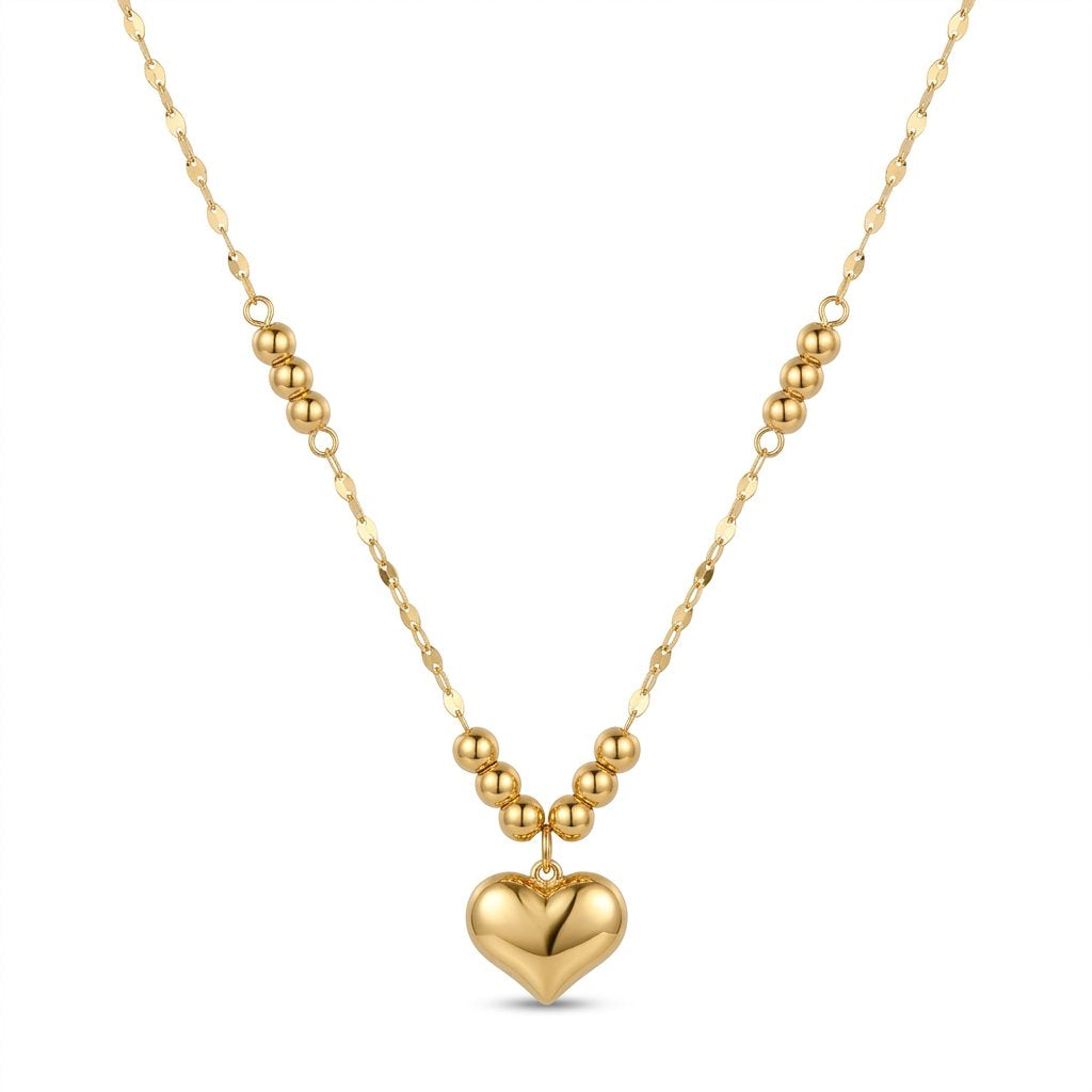 Iris Heart Beads Gold Necklace
