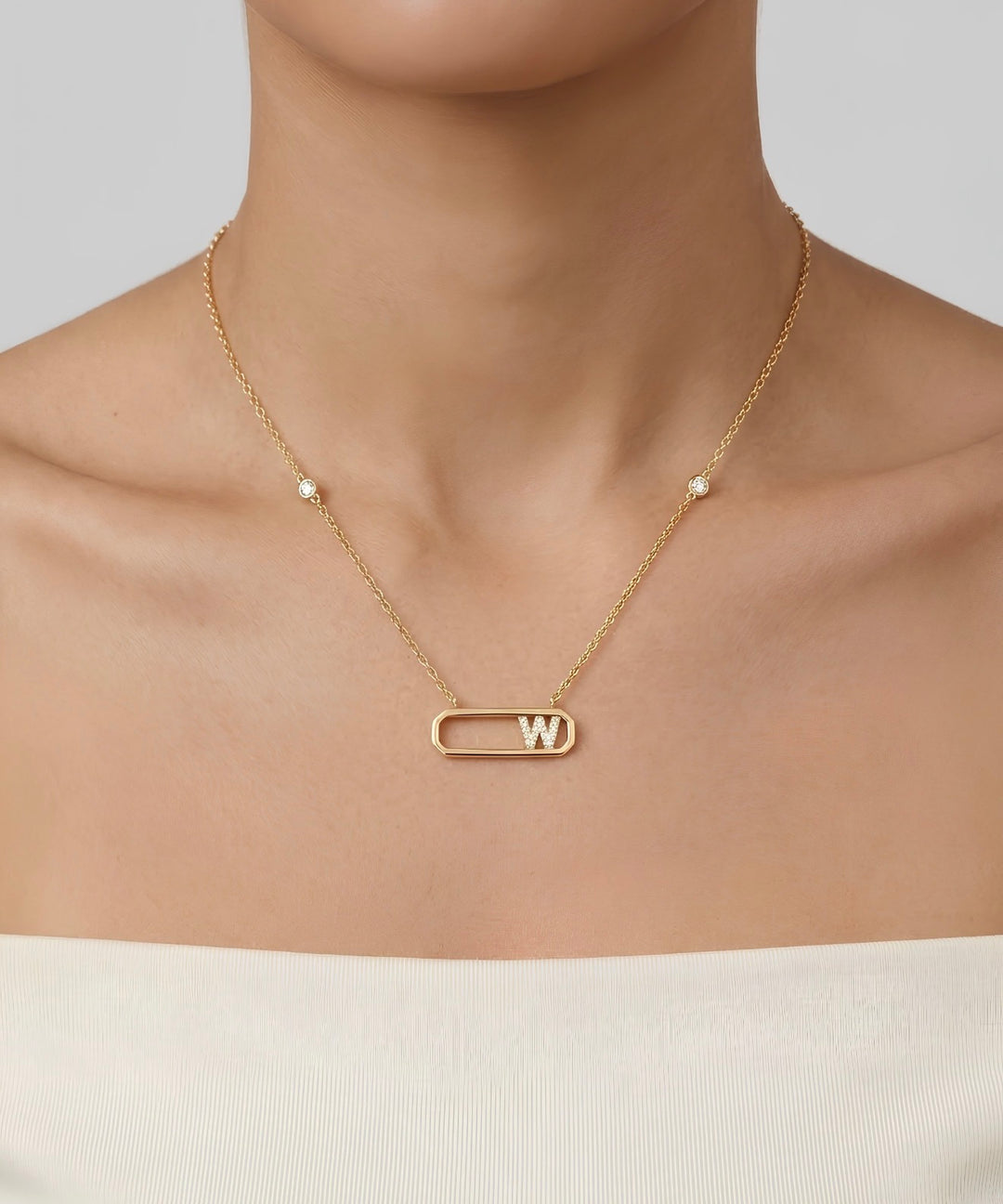 Letter W Diamond Necklace