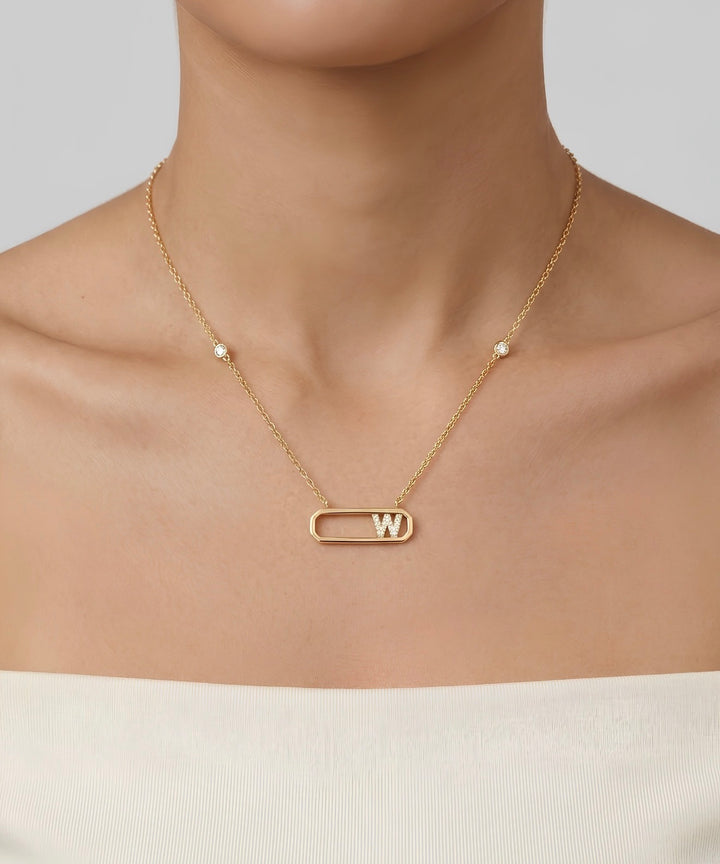 Letter W Diamond Necklace