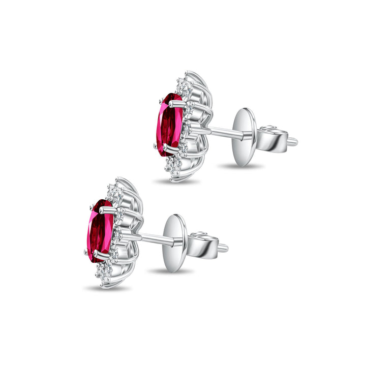 Diana Flower Diamond Earring - Ruby