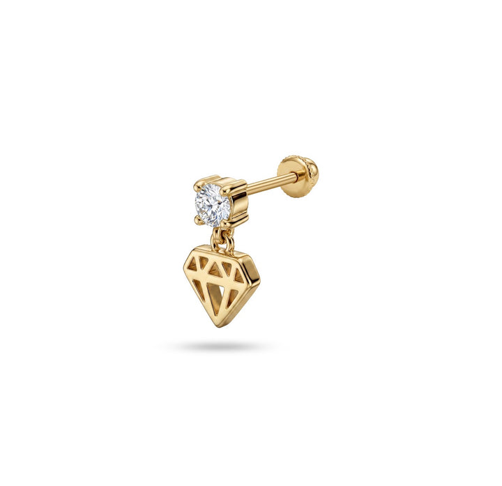 Iris round stone with jewel gold ear piercing