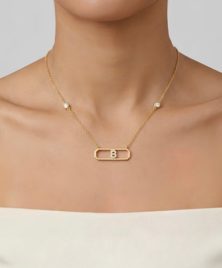 Letter B Diamond Necklace