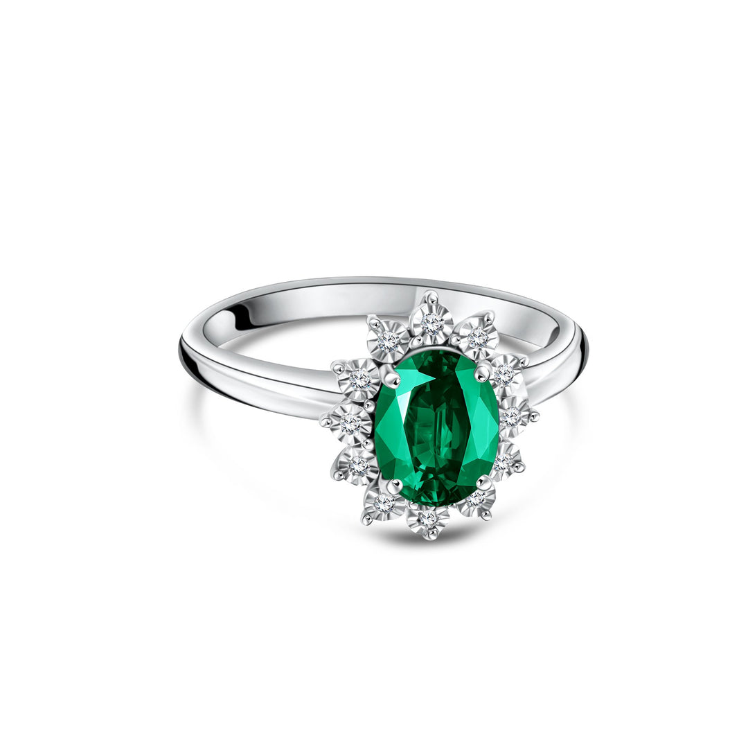 Diana Flower Diamond Ring - Emerald