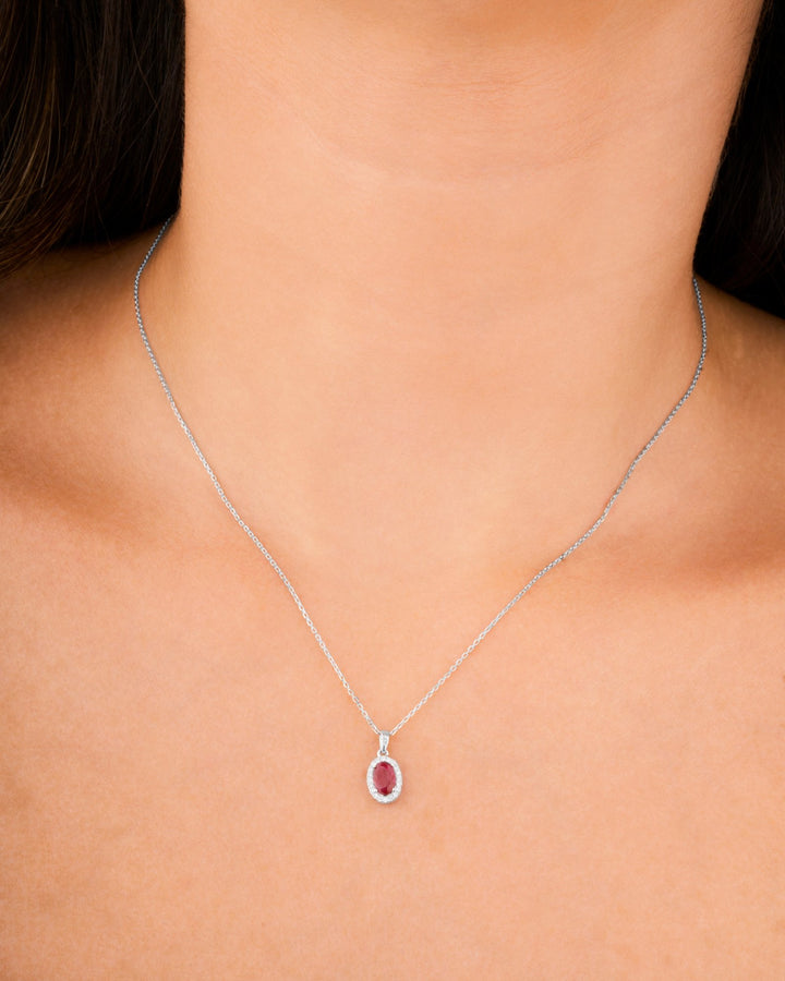 Diana Oval Diamond Necklace - Ruby