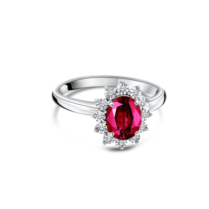 Diana Flower Diamond Ring - Ruby