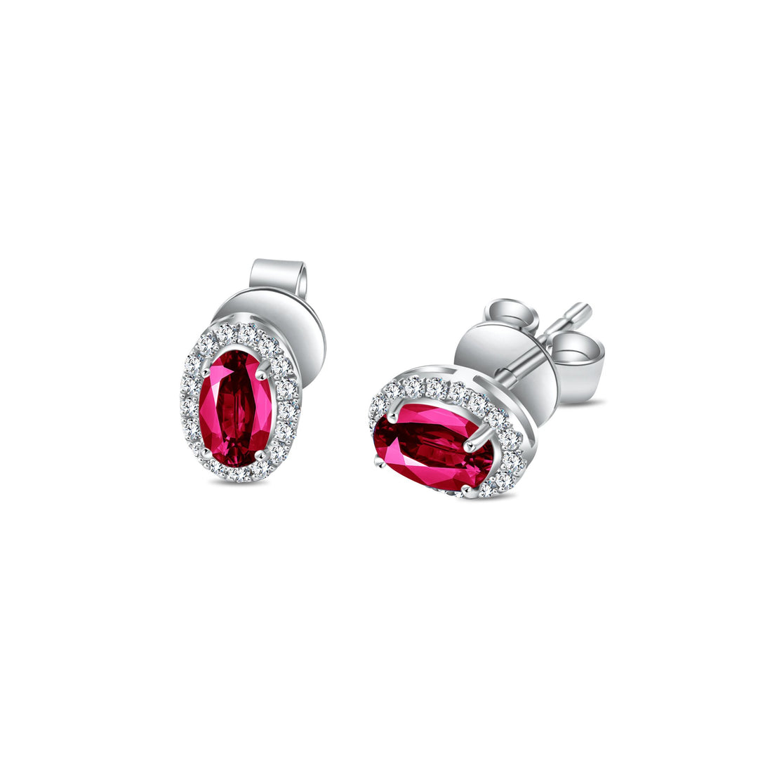 Diana Oval Diamond Earring - Ruby