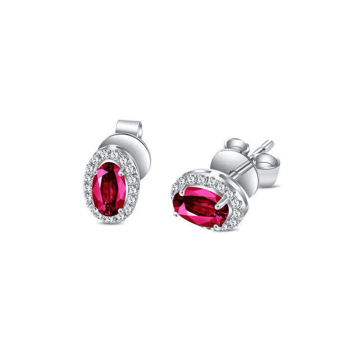 Diana Oval Diamond Earring - Ruby