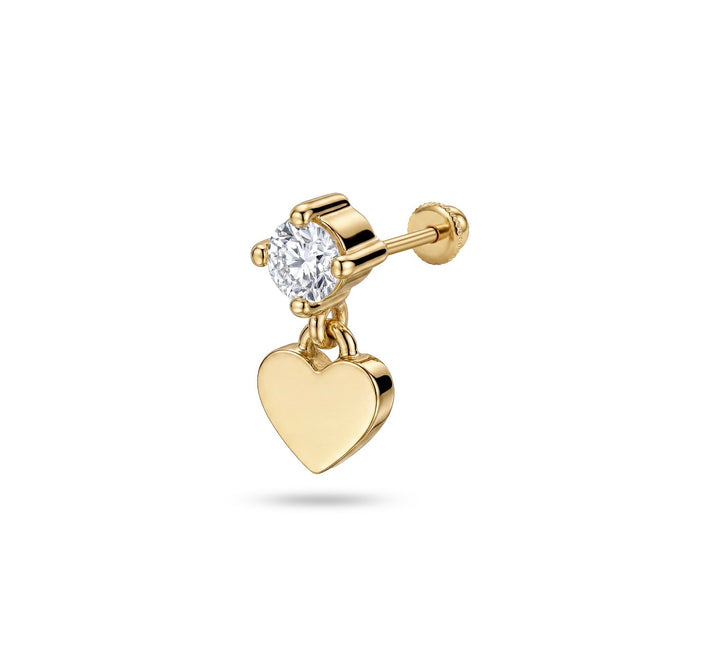 Iris stone with heart gold ear piercing