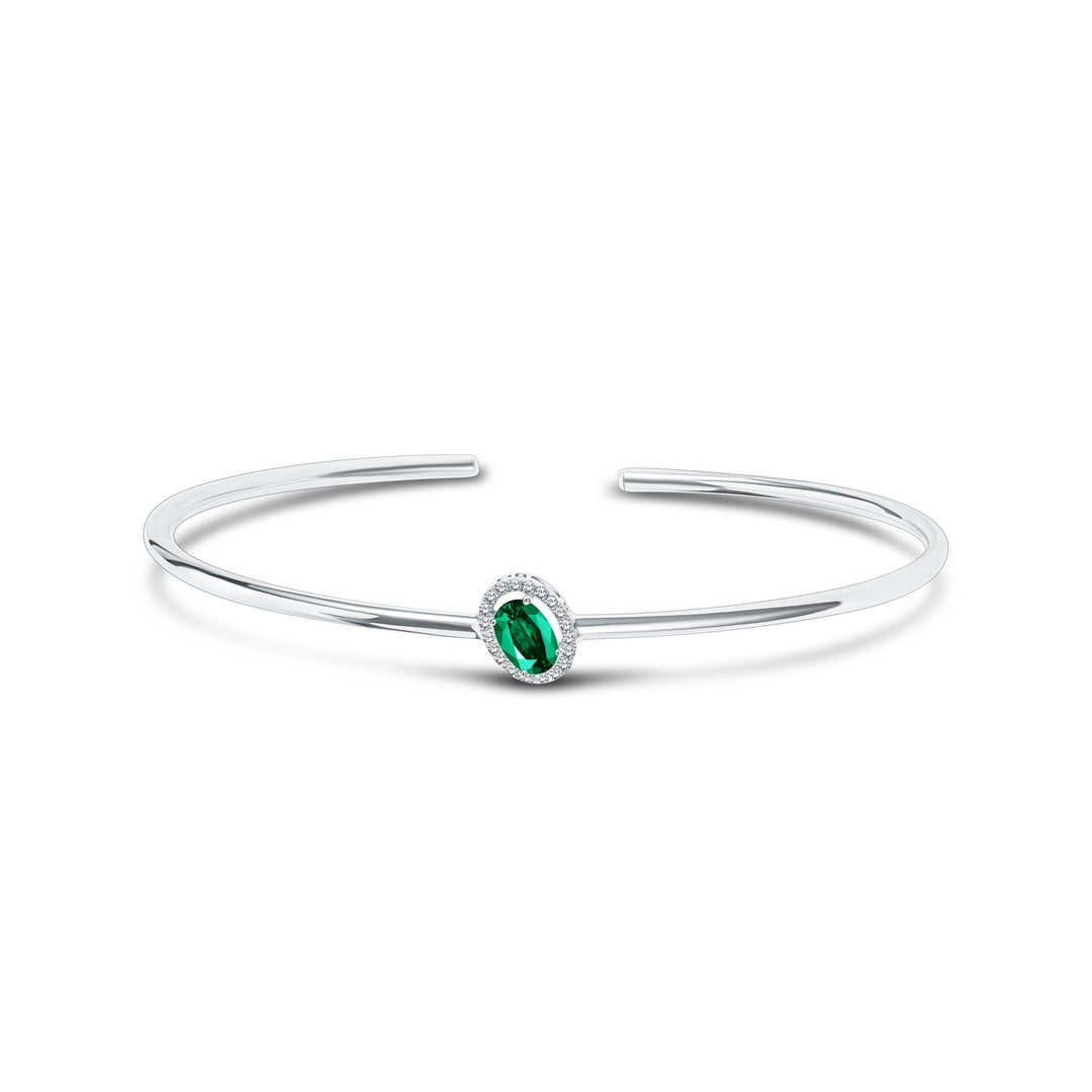 Diana Oval Diamond Bangle - Emerald