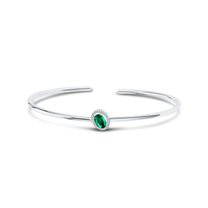 Diana Oval Diamond Bangle - Emerald