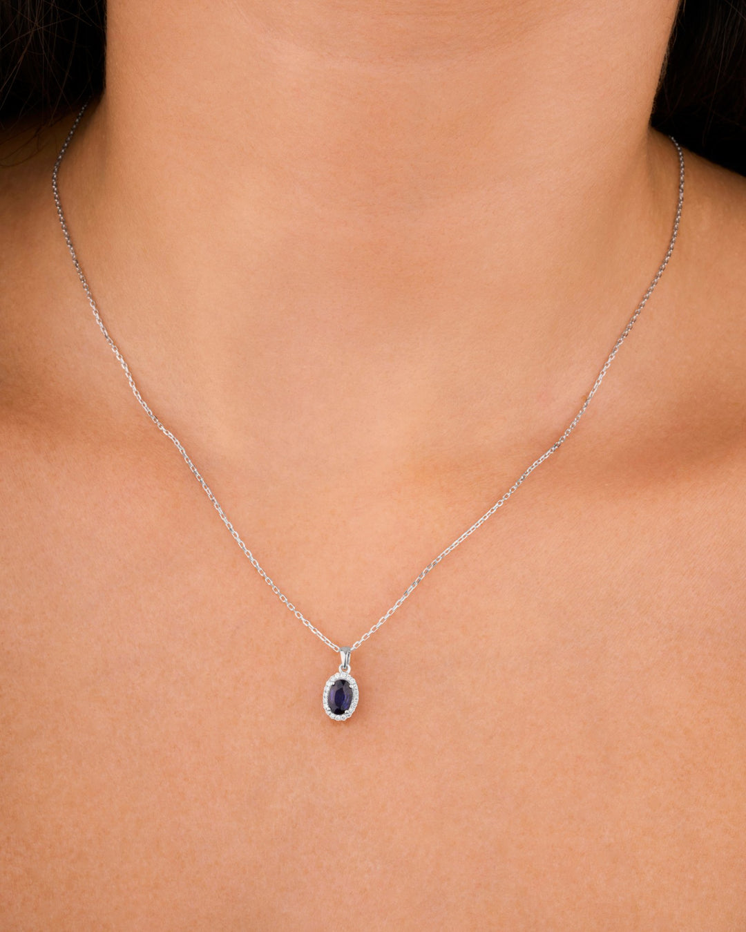 Diana Oval Diamond Necklace - Sapphire