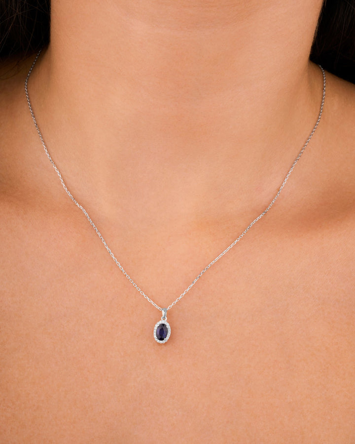 Diana Oval Diamond Necklace - Sapphire