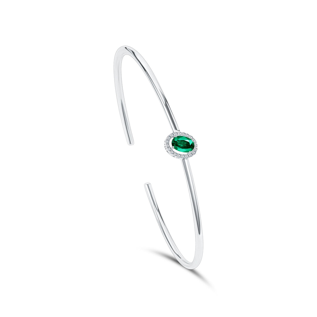 Diana Oval Diamond Bangle - Emerald