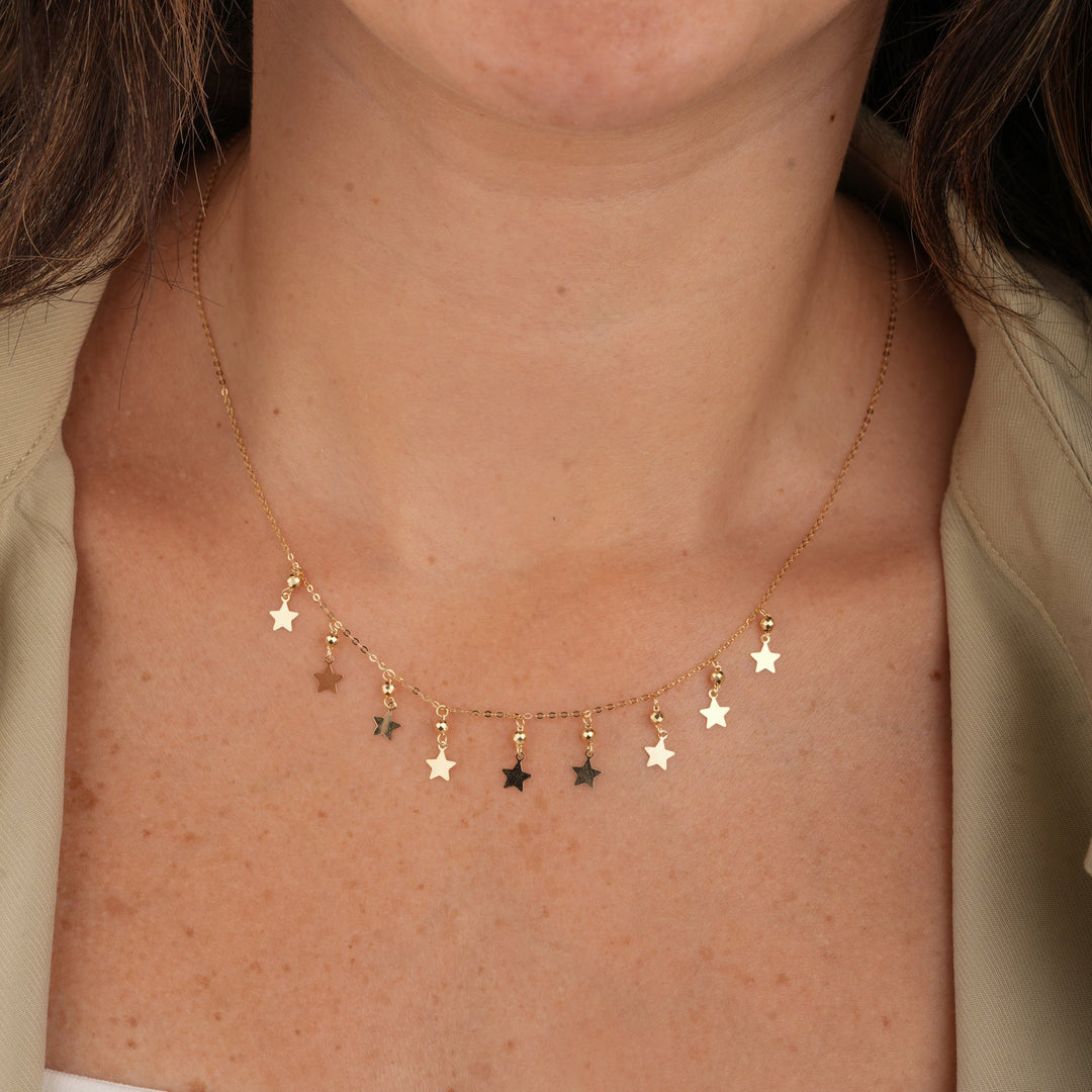 Iris Dangling Stars Gold Necklace