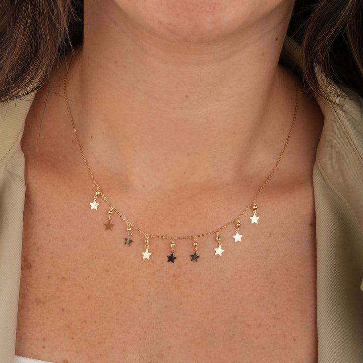 Iris Dangling Stars Gold Necklace