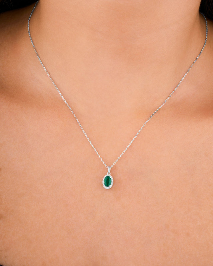 Diana Oval Diamond Necklace - Emerald