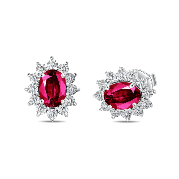 Diana Flower Diamond Earring - Ruby