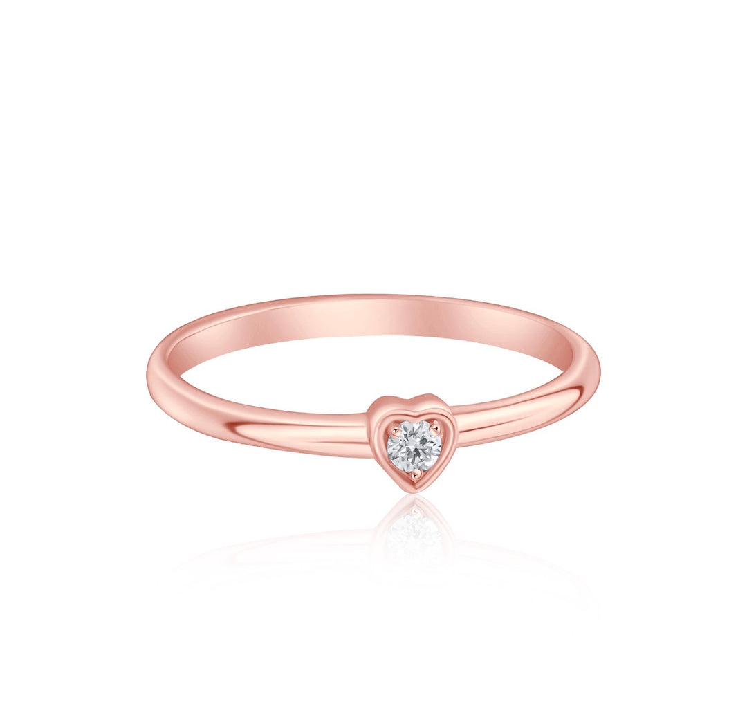 Valentine small heart rose gold, diamond ring