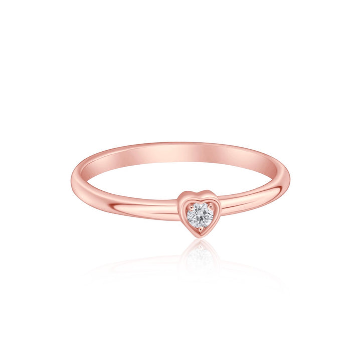 Valentine small heart rose gold, diamond ring
