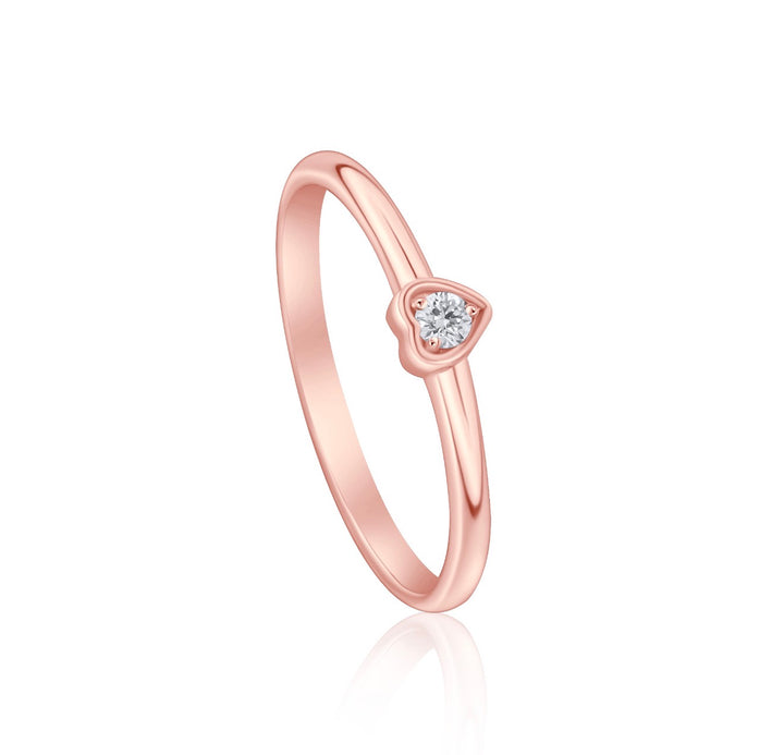 Valentine small heart rose gold, diamond ring