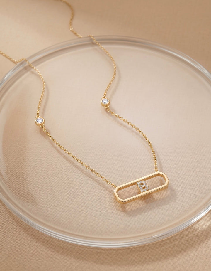 Letter B Diamond Necklace