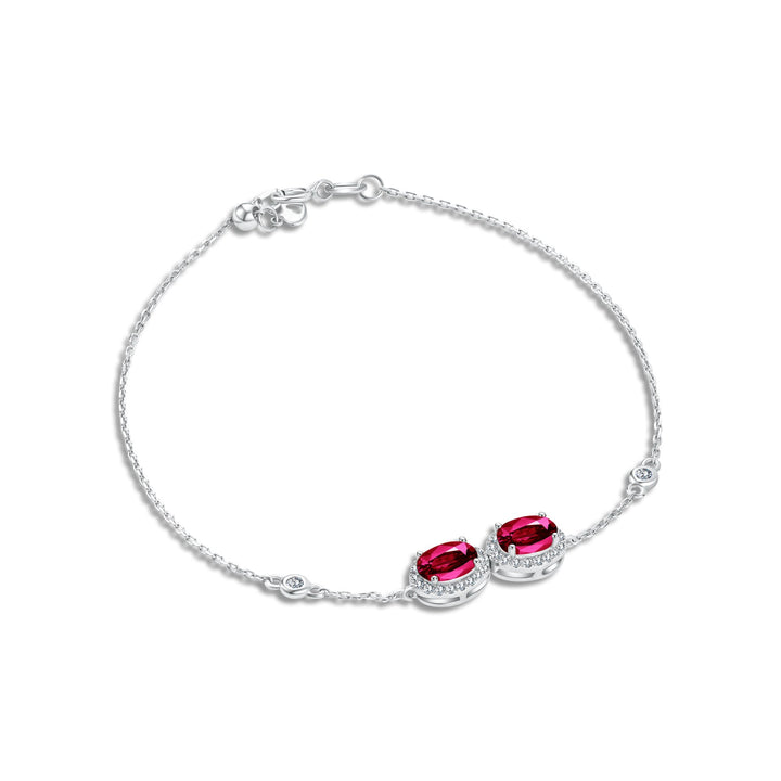 Diana Oval Double Diamond Bracelet - Ruby