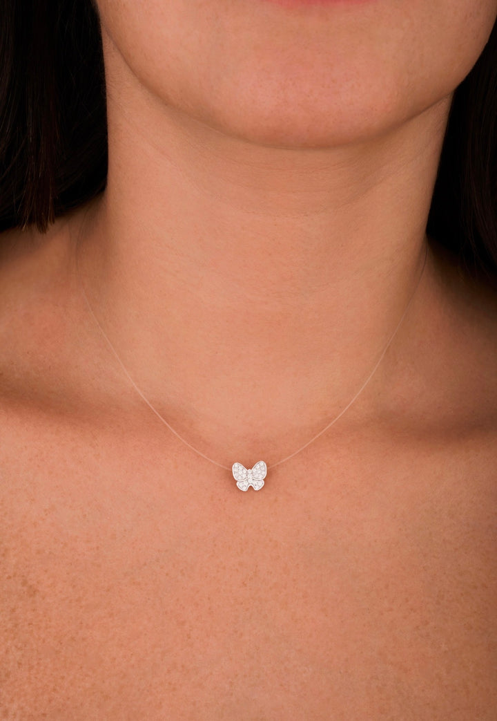 Floats bow diamond necklace